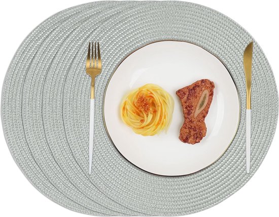 Yuragim 4 stuks bamboe placemats voor eettafel, 45 x 30 cm, ovaal