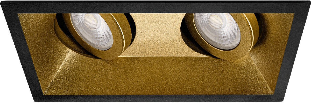Premium Inbouwspot Vygo Zwart met goud Wit Verdiepte dubbele spot Philips Sceneswitch Met