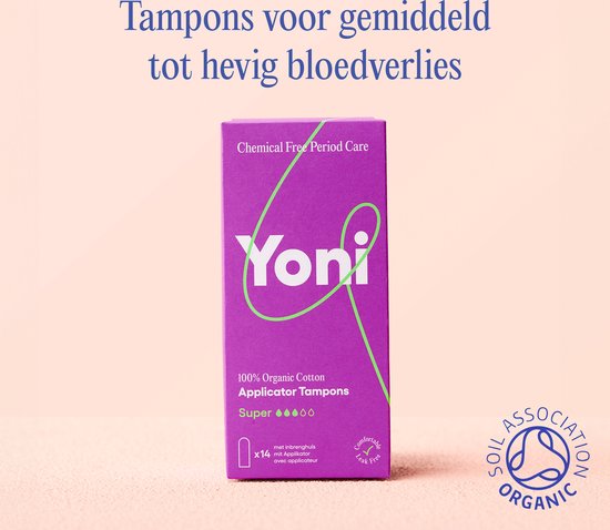 Yoni Biologisch Katoenen Tampons Super - Met Applicator 14 stuks