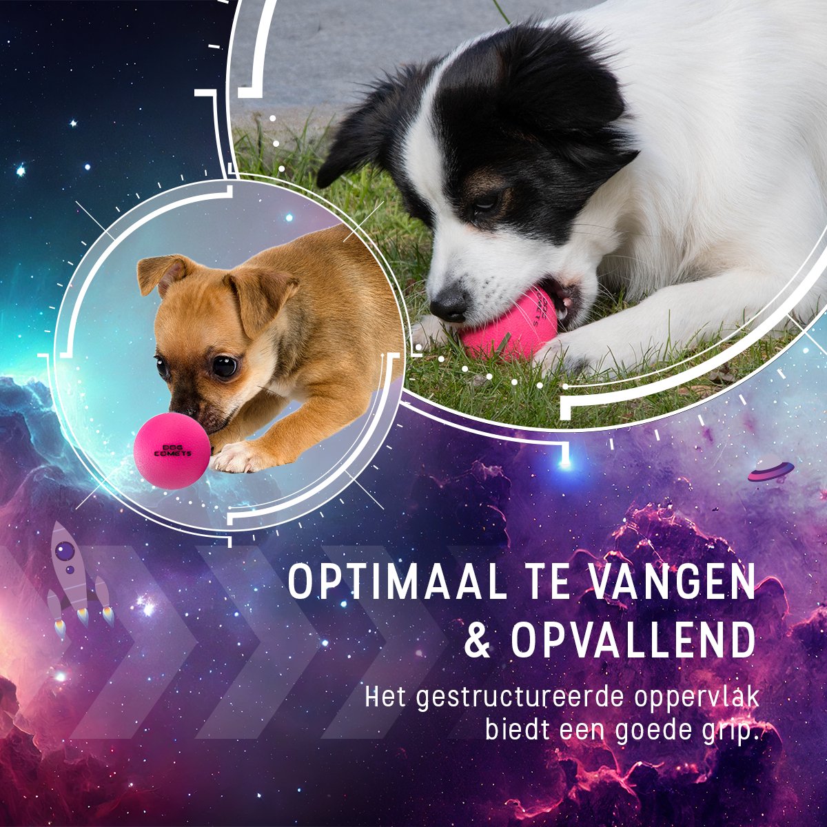 Dog Comets Ball Stardust Ø6 cm - Hondenspeelgoed - Hondenbal - Natuurlijk rubber - 1 stuk - Roze thumbnail 4