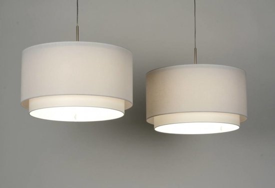 Lumidora Hanglamp 30133 - BERLIN - 2 Lichts - E27 - Wit - Textiel