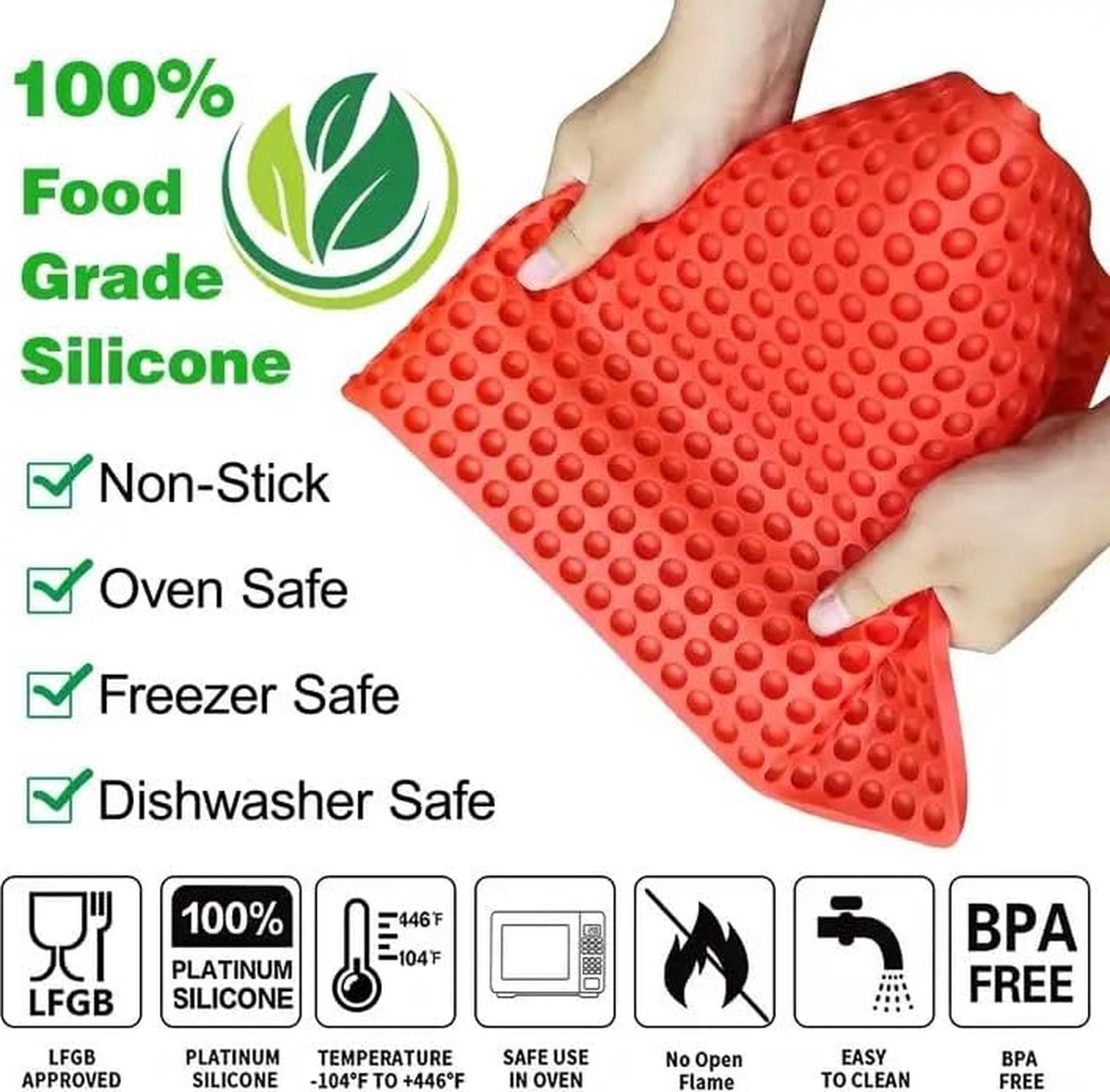 Tapis De Cuisson En Silicone Pour Friandises Chiens - 468 Trou Hémisphériques | Lot De 3 Avec Spatule Et Grattoir