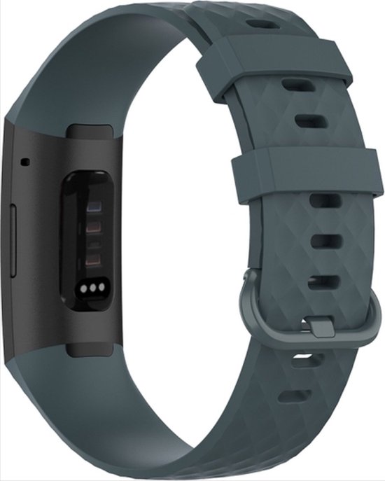 *** Bracelet adapté aux bracelets Fitbit Charge 3 et 4 - Ardoise (Grijs) - Taille : ML - Bracelet de montre, Bracelet de Heble® ***