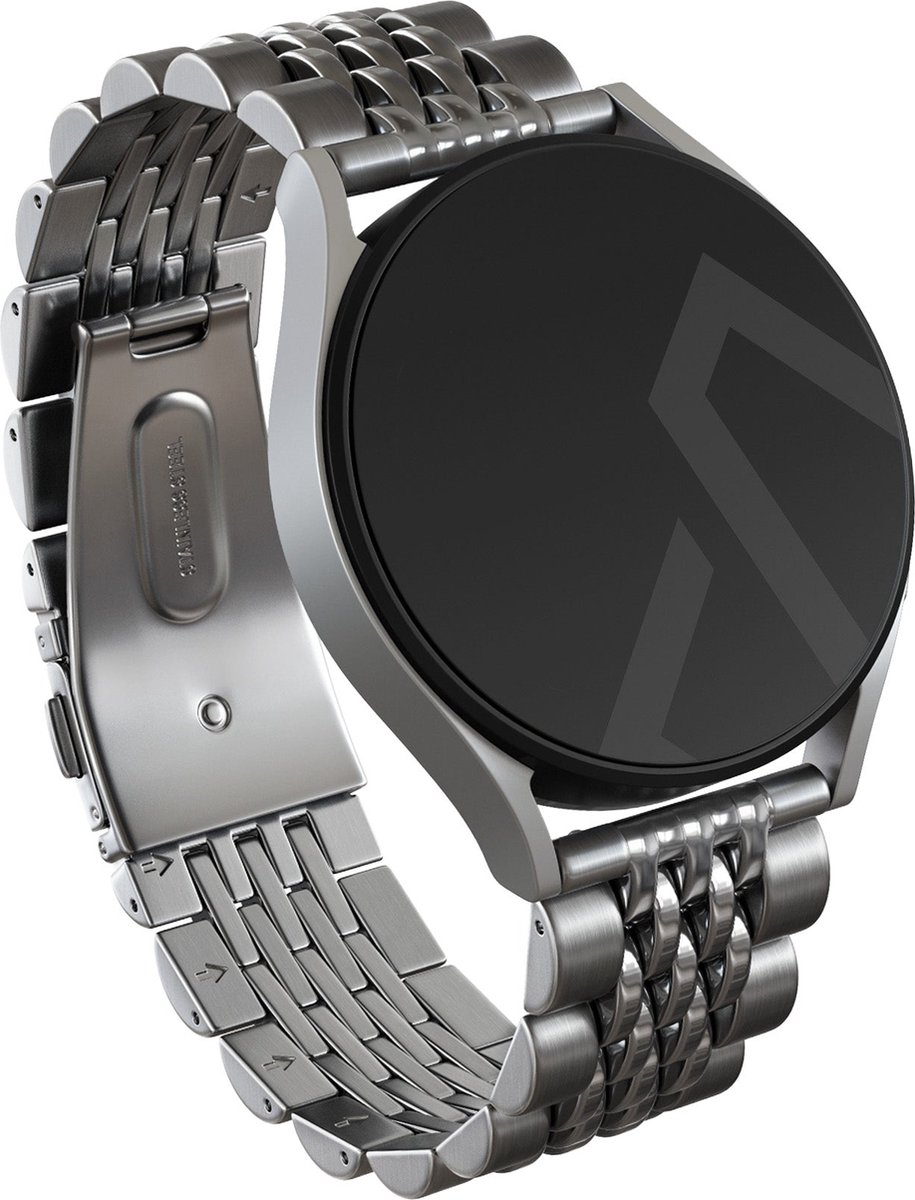 BURGA Universele Metalen Horlogeband voor Samsung Galaxy-Garmini-Xiaomi-Huawei - Chic Royal - Zilver - 22mm