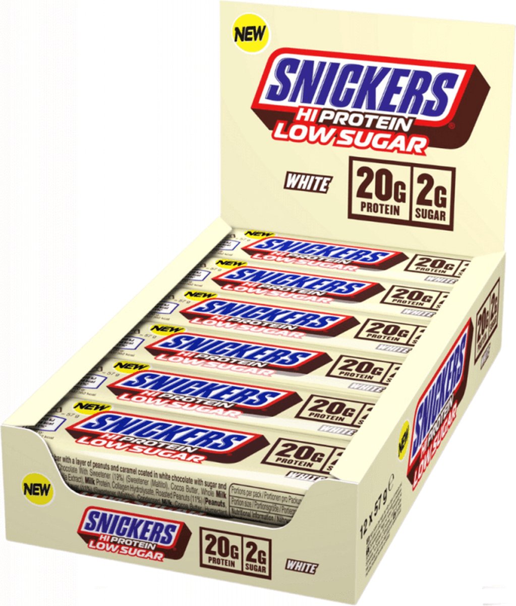 Goedkoopste Snickers White Low Sugar High Protein Bar 12 repen White Chocolate