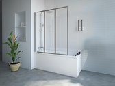 Shower & Design Vouwbaar badscherm in metaal – Chroom – 120 x 140 cm – DISTRICT L 120 cm x H 140 cm x D 1.92 cm