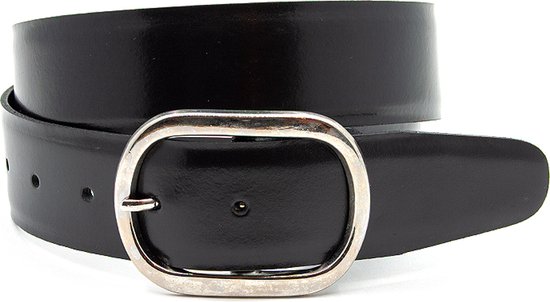 JV Belts Dames riem zwart - dames riem - 4 cm breed - Zwart - Echt Leer - Taille: 85cm - Totale lengte riem: 100cm