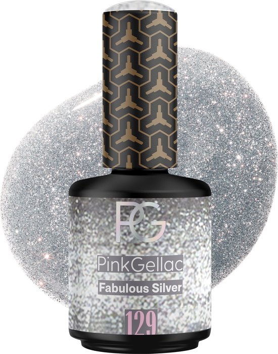 Pink Gellac Gellak - 129 Fabulous Silver 15ml - Zilveren Gel Nagellak - Gellac - Gel Nagels Producten