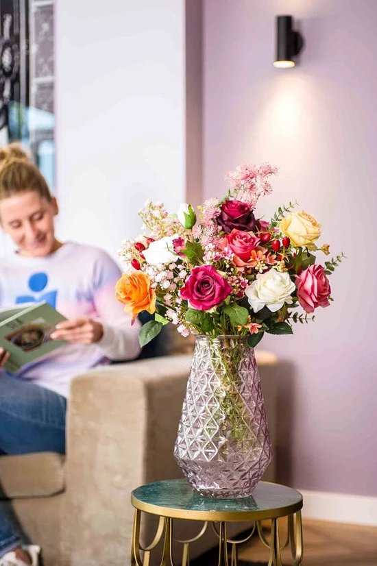 Emeraude - Bouquet de roses flamboyantes - 50 cm - coloré