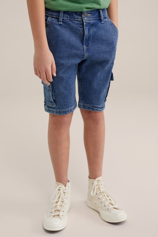 WE Fashion Jongens denim short met cargozakken