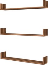 In And OutdoorMatch Wandplank Wiley - Set van 3 - 12x90x15 cm - Walnootkleurig - Spaanplaat - Modern Design
