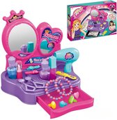 Playos® - Mini Kaptafel - Kinderen - 18 delig - met Spiegel - Sieraden - Make-up Studio - Make-up Tafel - Rollenspel Speelgoed