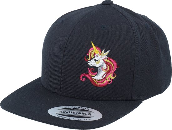 Hatstore- Kids Posh Unicorn Side Black Snapback - Unicorns Cap