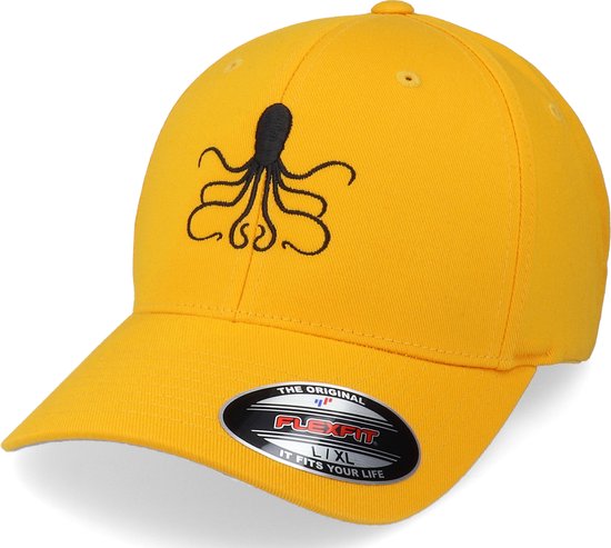 Hatstore- Octopus Silhouette Yellow Flexfit - Iconic Cap