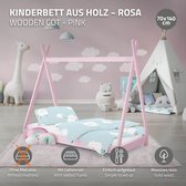 Kinderbed Tipi met lattenbodem 70x140 cm Roze Hout ML Ontwerp