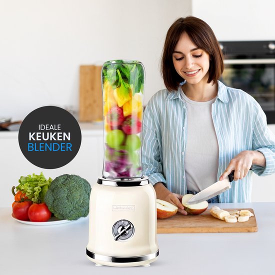 KitchenApp Retro blender to go - Smoothie maker - Inclusief 2 bekers