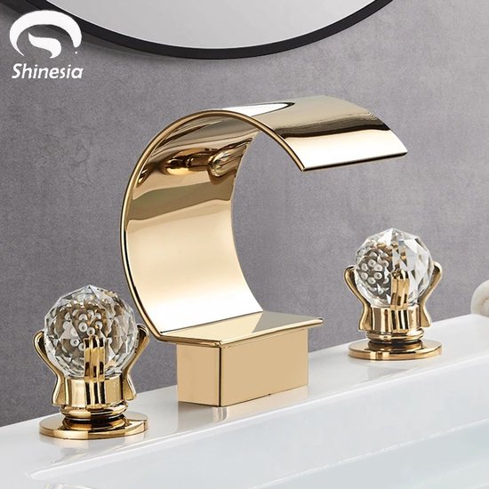 Mitigeur Lavabo Haut Invena – Or Monocommande – Robinet Salle De Bain Glamour