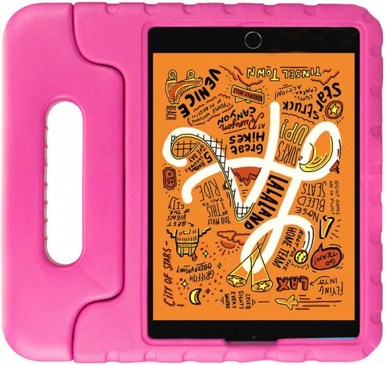 HappyCase Housse de Tablette Kinder Convient pour Apple iPad Mini 1/2/3/4/5 | Couverture adaptée aux enfants | Couvercle de protection | Couverture pour enfants | avec poignée et support | Rose