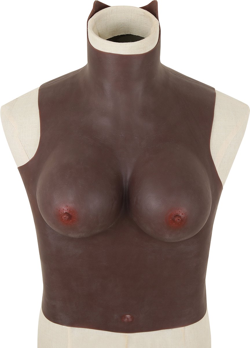 Siliconen Borstprothesen - D-cup - Donkere huidskleur -100% hyoallergene medische siliconen - Wearable Borst - Kunstmatige Nep Borst - Valse Borsten - Siliconen Huid - Bodysuit - Crossdresser - Transgender - Travestiet - Cosplay - Body4Everybody