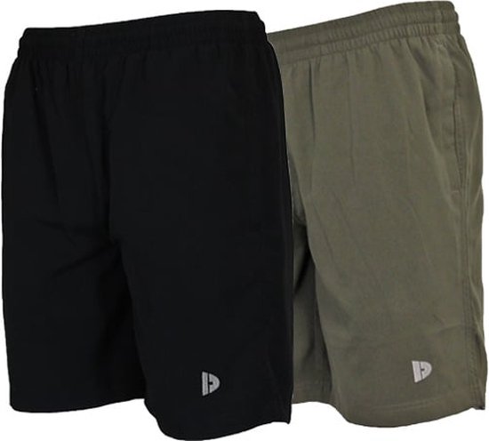 2-Pack Donnay Micro Fiber Short - Pantalon de sport - Homme - Noir/Vert jungle (549) - taille 3XL