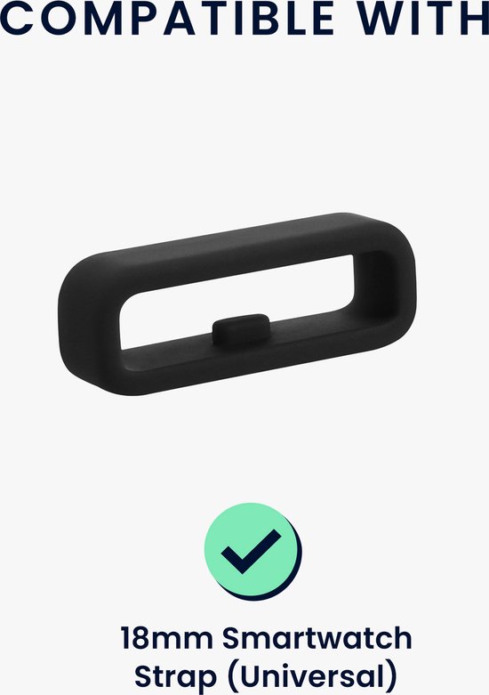 Un passant de bracelet noir et mat avec une encoche. Convient aux bracelets de montre connectée de 18 mm.