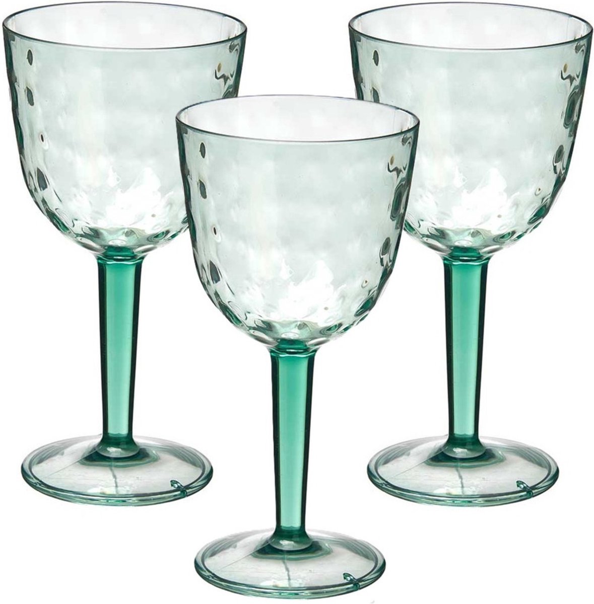 Leknes Wijnglas Gloria - transparant groen - onbreekbaar kunststof - 450 ml - camping/verjaardag/outdoor
