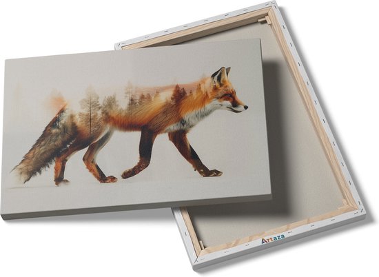 Artaza Peinture sur toile Renard marchant dans une forêt - 30 x 20 - Klein - Photo sur toile - Impression sur toile