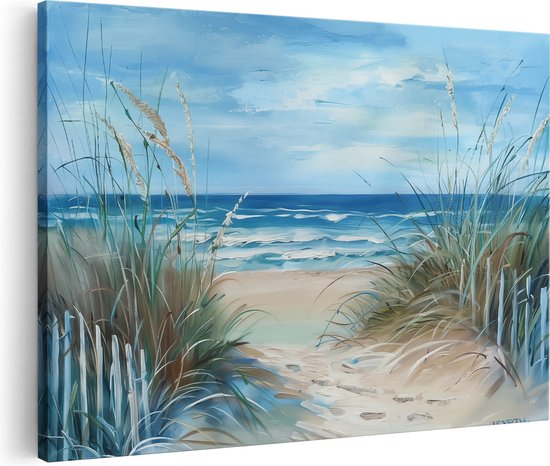 Artaza Canvas Schilderij Kunstwerk van een Pad naar het Strand - 90x60 - Wanddecoratie - Foto Op Canvas - Canvas Print