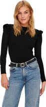 Only Trui Onlsia Sally Ruffle Ls Pullover Knt 15262455 Black Dames Maat - S