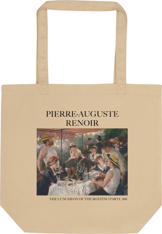 Pierre-Auguste Renoir 'De lunch van de roeipartij' ("The Luncheon of the Boating Party") Beroemde Schilderij Tote Bag | 100% Katoenen Tas | Kunst Tote Bag | Naturel