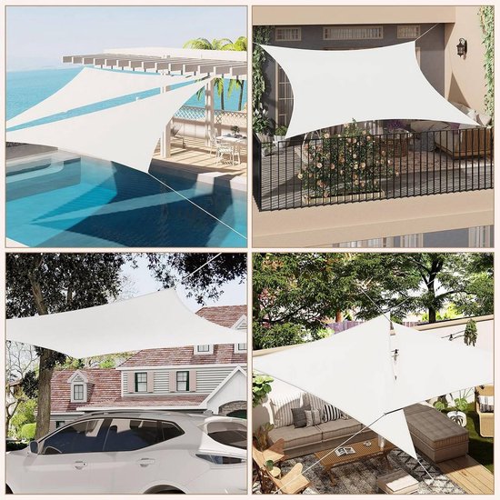 Rootz Voile d'ombrage Premium - Voile d'ombrage - Protection UV - Imperméable - Résistant aux déchirures - Installation facile - 5 m x 7 m x 7 m