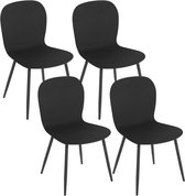 Rootz fluwelen eetkamerstoelen set van 4 - metalen poten - stijlvolle zitting - comfortabel en duurzaam - ergonomisch ontwerp - 45,5 cm x 81 cm x 50,5 cm