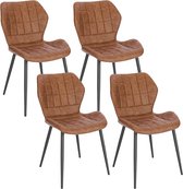 Rootz Eetkamerstoelen Set van 4 - Gestoffeerde stoelen - Kunstleren zitting - Comfortabel, stevig, ergonomisch ontwerp - Bruine metalen poten - 47 cm x 79,5 cm x 54 cm