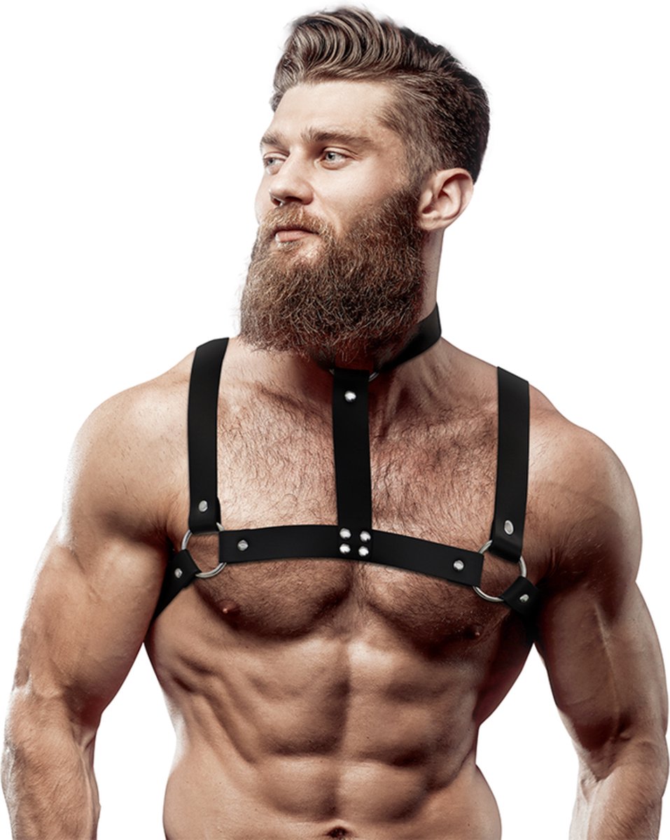 Goedkoopste FETISH SUBMISSIVE ATTITUDE - ADJUSTABLE ECO-LEATHER CHEST HARNESS WITH NECKLACE FOR MEN | BDSM | FETISH | BONDAGE | EROTIISCHE | SEKSSPEELTJES VOOR MANNEN