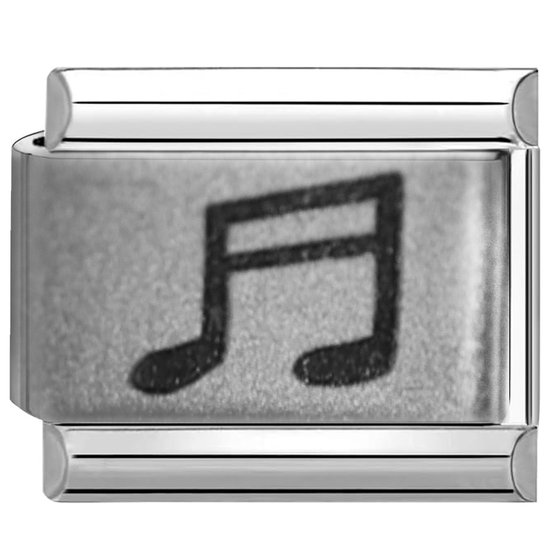 Quiges - Schakel - Bedel - 9mm - charms - Kleurrijk - Laser muzieknoot - Geschikt voor - Nomination- armband - Schakelarmband - italy bedels armband