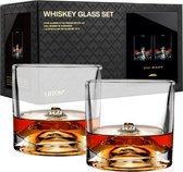 Liiton Mount Fuji Whiskey glazen, 2 stuks, 280 ml, helder, giftbox