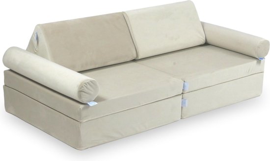 Mini Modulaire bank - Speelsofa- Velvet - Ecru Comfort (inclusief 2 bolsters en 2 kussens)