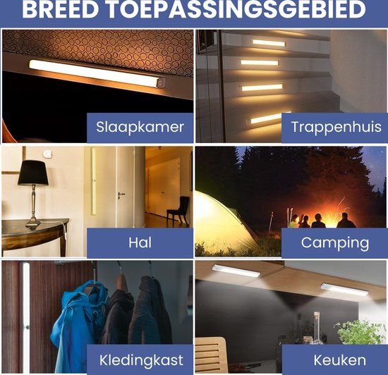 Heuts Goods - Nachtlampje met bewegingssensor - Wandlamp - Wandlamp Binnen - USB Oplaadbaar - Magnetische Montage - LED Licht - Inclusief Oplaadkabel - Warm Wit Licht - 30CM van Heuts Goods — afbeelding 4
