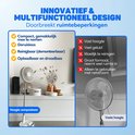 Innovatief, multifunctioneel, inklapbaar, geruisloos, oplaadbaar en draadloos. Vergeleken met een ventilator met vaste hoogte.