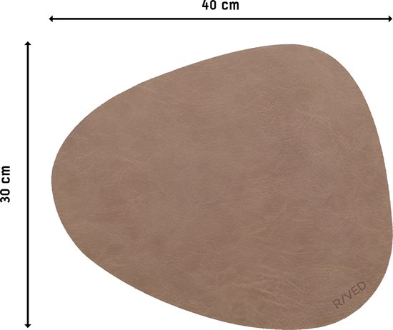 Napperons Raved - Set de 6 pièces - Taupe - Aspect cuir - Plastique - Ovale - Table à manger - Sous-couche - Hydrofuge