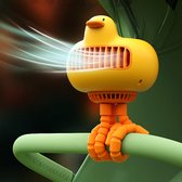 WizBay Premium Select™ Kids Duck Shake Head 130º Draaibare Mini Fan - High Volume Air 3 Standen - Octopus Voet - Universeel Inzetbaar - USB Oplaadbaar - Kleur Geel