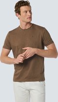 No Excess Mannen Ronde Hals T-Shirt Met Omslagmouwen En Logo-Print Bruin XL