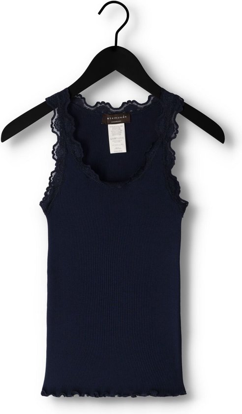 Rosemunde Silk Top W/ Lace Tops & T-shirts Dames - Shirt - Donkerblauw - Maat XS