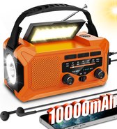 Radio d'Urgence® avec Double Panneau Solaire - 10 000 mAh XL - Modèle 2024 - Lampe de Poche Rechargeable - Radio sur Batterie - Solar Powerbank Énergie Solaire