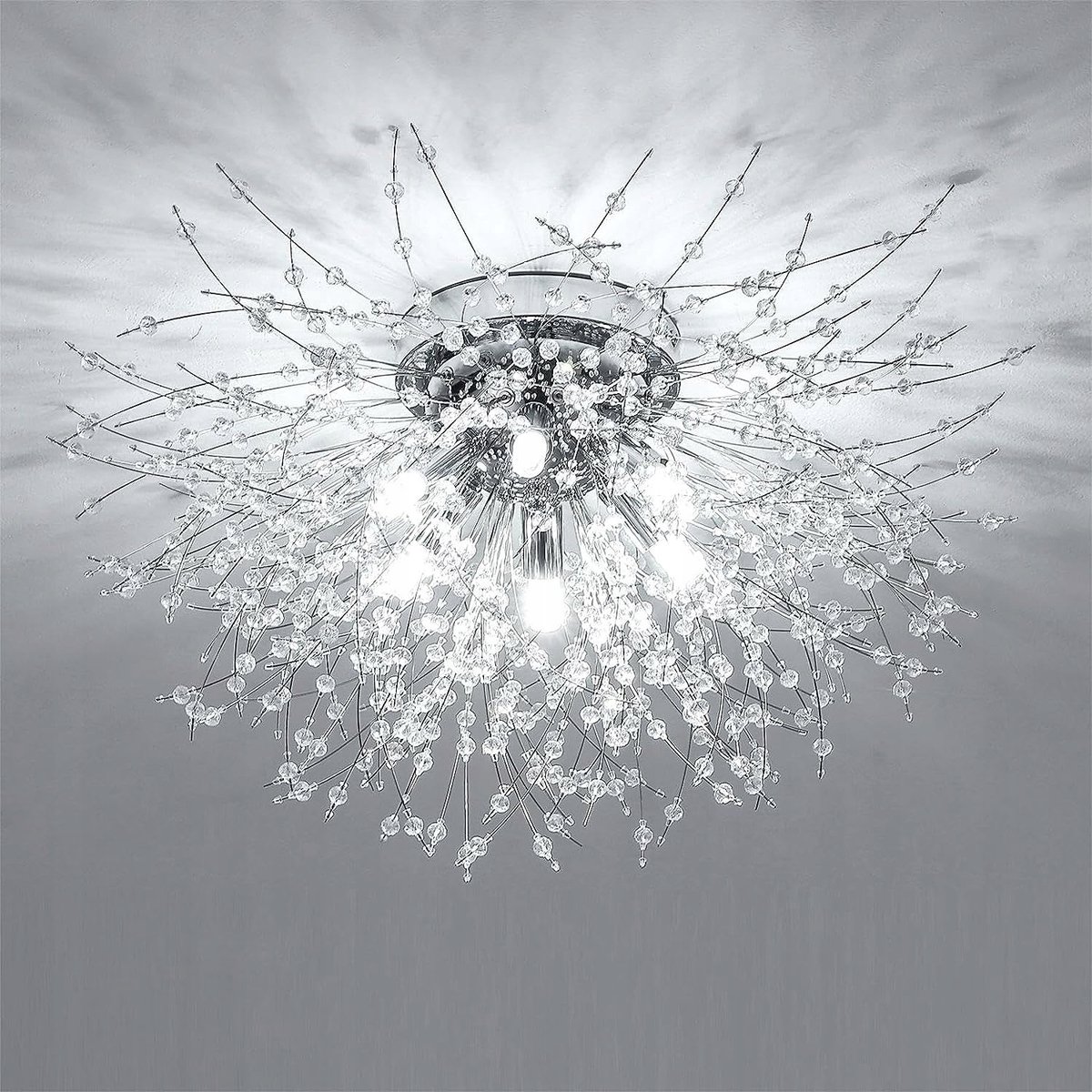 Plafondlamp - 50 cm - Groot - G9 - Kristalchroom Plafondlamp - Voor woonkamer, eetkamer, slaapkamer - Lichtbron niet inbegrepen