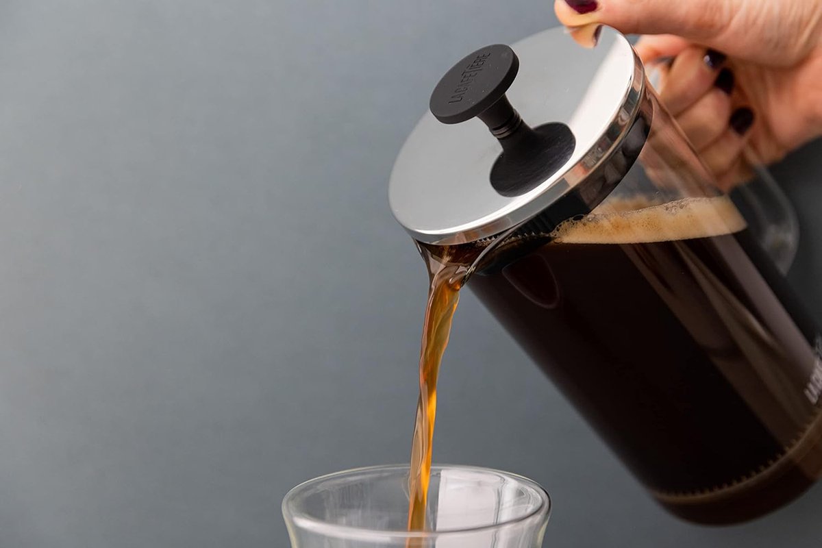 koffiezetapparaat- draagbare cafetière met drievoudige filters- hittebestendig glas met roestvrijstalen 1 Liter