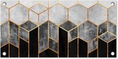 Tuinposter - Luxe - Design - Hexagon - Patroon - Vormen - Goud - Tuindecoratie wanddecoratie - Tuinposters buiten - 60x30 cm - Tuindoek - Buitenposter