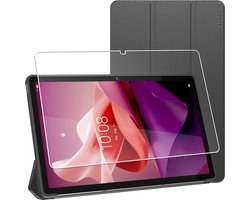 ebestStar - Hoes geschikt voor Lenovo Tab P12 (2023), Slimme Hoes met Magnetische Flip Bescherming, Siliconen, Zwart + Gehard Glas