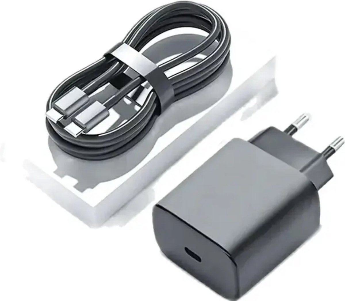 snellader oplaadblok - 25W USB-C aansluiting - snellader met kabel - Zwart