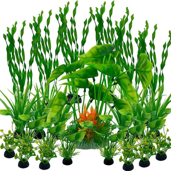 Foto: Aquariumplantendecoratie 25 stuks groene plastic planten voor aquaria waterplanten aquariumplanten kunstmatige decoratieset